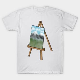 Easel with Mountain Painting T-Shirt